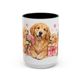Mother's Day Golden Retriever Mug, Golden Mother, Cute Animal Lover Gift, Watercolor Ceramic Coffee Cup, 11oz 15oz — 15oz / Black — front