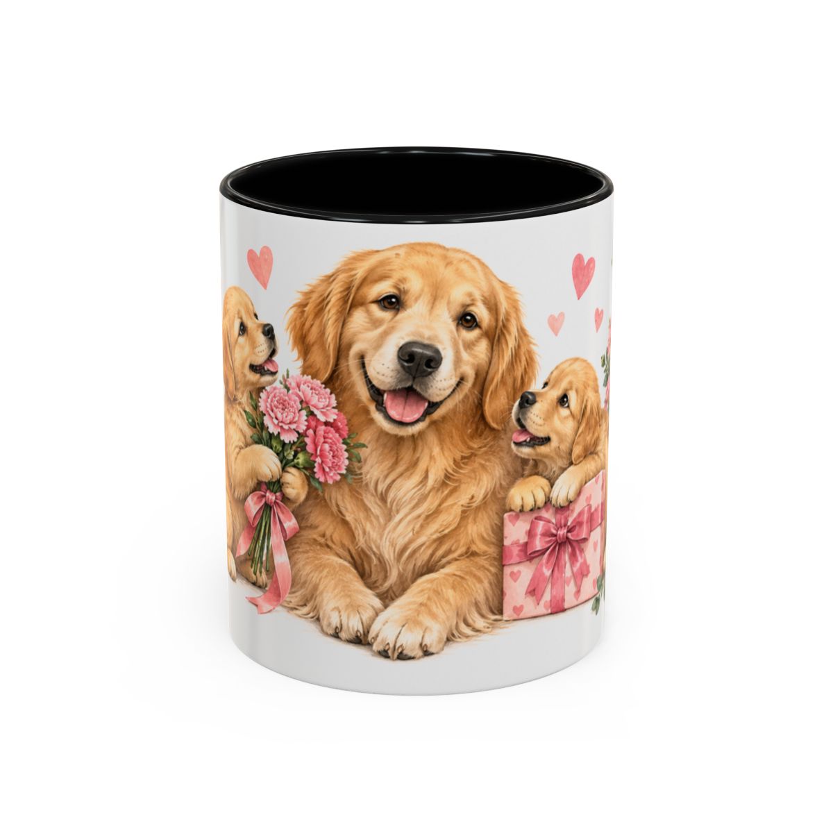 Mother's Day Golden Retriever Mug, Golden Mother, Cute Animal Lover Gift, Watercolor Ceramic Coffee Cup, 11oz 15oz — 11oz / Black — front