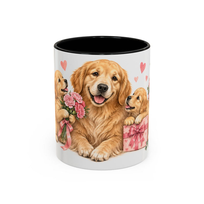 Mother's Day Golden Retriever Mug, Golden Mother, Cute Animal Lover Gift, Watercolor Ceramic Coffee Cup, 11oz 15oz — 11oz / Black — front