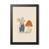 Mouse Mushroom Framed Nursery Wall Art, Storybook Kids Room Decor, 16x24 20x30 Poster — Front view — Photo 1