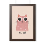 Mr. Cat in Sunglasses Framed Nursery Wall Art, Storybook Kids Room Decor, 16x24 20x30 Poster — Front view — Photo 3