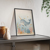 Narwhal Ocean Framed Nursery Poster, Storybook Kids Room Wall Art, A4 A3 Size — Product view — Photo 8