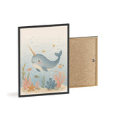 Narwhal Ocean Framed Nursery Poster, Storybook Kids Room Wall Art, A4 A3 Size — Product view — Photo 7