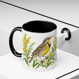 Nebraska State Bird and Flower Mug, Watercolor Botanical Coffee Cup, Nature Lover Gift, 11oz 15oz Accent Mug — 11oz / Black — context-2
