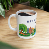 Netherlands Travel Souvenir Mug — Windmill & Canal — Soccer Fan Gift — White Ceramic 11oz 15oz — Product view — Photo 10
