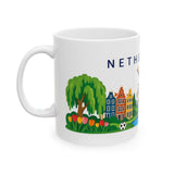 Netherlands Travel Souvenir Mug — Windmill & Canal — Soccer Fan Gift — White Ceramic 11oz 15oz — Left view — Photo 4
