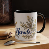 Nevada State Bird and Flower Mug, Watercolor Botanical Coffee Cup, Nature Lover Gift, 11oz 15oz Accent Mug — 11oz / Black — context-1