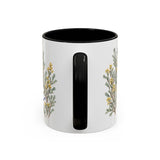 Nevada State Bird and Flower Mug, Watercolor Botanical Coffee Cup, Nature Lover Gift, 11oz 15oz Accent Mug — 11oz / Black — back