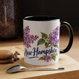 New Hampshire State Bird and Flower Mug, Watercolor Botanical Coffee Cup, Nature Lover Gift, 11oz 15oz Accent Mug — 11oz / Black — context-1