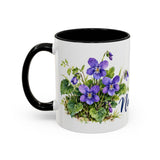 New Jersey State Bird and Flower Mug, Watercolor Botanical Coffee Cup, Nature Lover Gift, 11oz 15oz Accent Mug — 11oz / Black — left