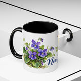 New Jersey State Bird and Flower Mug, Watercolor Botanical Coffee Cup, Nature Lover Gift, 11oz 15oz Accent Mug — 11oz / Black — context-2