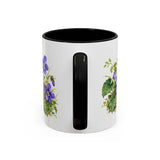 New Jersey State Bird and Flower Mug, Watercolor Botanical Coffee Cup, Nature Lover Gift, 11oz 15oz Accent Mug — 11oz / Black — back