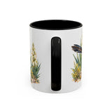 New Mexico State Bird and Flower Mug, Watercolor Botanical Coffee Cup, Nature Lover Gift, 11oz 15oz Accent Mug — 11oz / Black — back