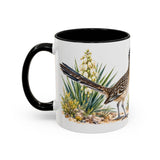 New Mexico State Bird and Flower Mug, Watercolor Botanical Coffee Cup, Nature Lover Gift, 11oz 15oz Accent Mug — 11oz / Black — left
