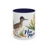 New Mexico State Bird and Flower Mug, Watercolor Botanical Coffee Cup, Nature Lover Gift, 11oz 15oz Accent Mug — 11oz / Navy — front