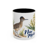 New Mexico State Bird and Flower Mug, Watercolor Botanical Coffee Cup, Nature Lover Gift, 11oz 15oz Accent Mug — 11oz / Black — front
