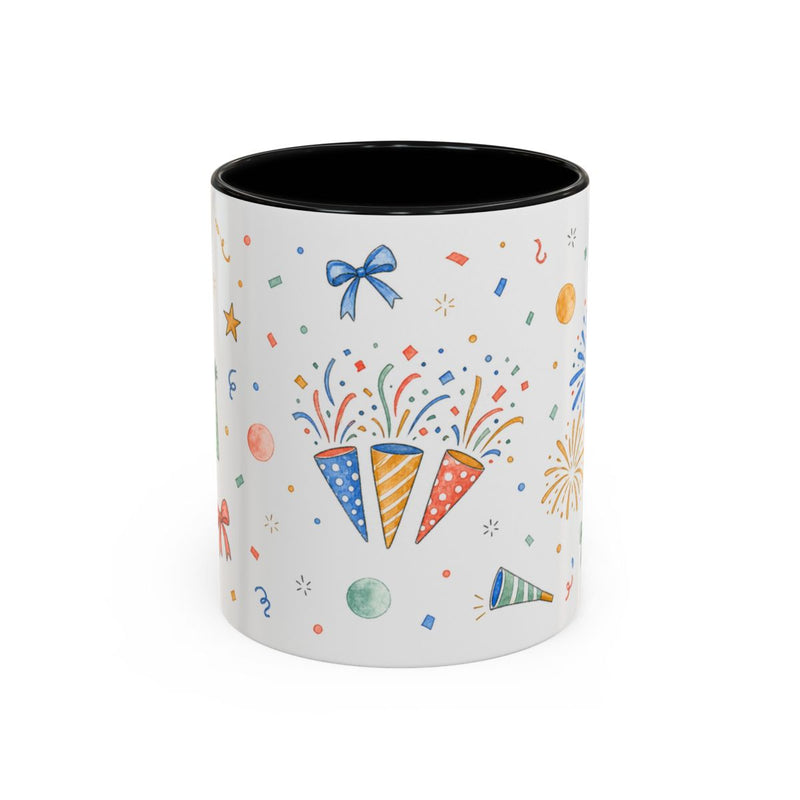 New Year Confetti Mug | Party Popper Watercolor Celebration Gift | Accent Cup 11oz 15oz — 6ad86e694958069ad00ffe34_72180_102752_front
