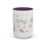 New Year Mug — Midnight Clock Toast Watercolor Celebration Gift — Accent Cup 11oz 15oz — Front view — Photo 17