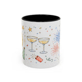 New Year Mug — Midnight Clock Toast Watercolor Celebration Gift — Accent Cup 11oz 15oz — Front view — Photo 1