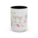 New Year Mug — Midnight Clock Toast Watercolor Celebration Gift — Accent Cup 11oz 15oz — Front view — Photo 5