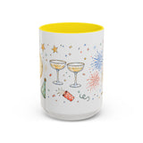 New Year Mug — Midnight Clock Toast Watercolor Celebration Gift — Accent Cup 11oz 15oz — Front view — Photo 14