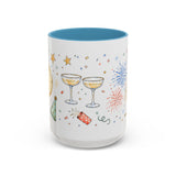 New Year Mug — Midnight Clock Toast Watercolor Celebration Gift — Accent Cup 11oz 15oz — Front view — Photo 10