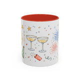 New Year Mug — Midnight Clock Toast Watercolor Celebration Gift — Accent Cup 11oz 15oz — Front view — Photo 4