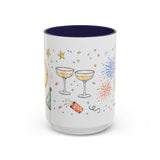 New Year Mug — Midnight Clock Toast Watercolor Celebration Gift — Accent Cup 11oz 15oz — Front view — Photo 6