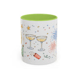 New Year Mug — Midnight Clock Toast Watercolor Celebration Gift — Accent Cup 11oz 15oz — Front view — Photo 15