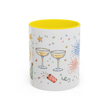 New Year Mug — Midnight Clock Toast Watercolor Celebration Gift — Accent Cup 11oz 15oz — Front view — Photo 12