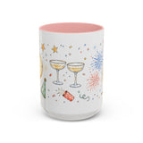 New Year Mug — Midnight Clock Toast Watercolor Celebration Gift — Accent Cup 11oz 15oz — Front view — Photo 7