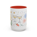 New Year Mug — Midnight Clock Toast Watercolor Celebration Gift — Accent Cup 11oz 15oz — Front view — Photo 8