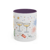 New Year Mug — Midnight Clock Toast Watercolor Celebration Gift — Accent Cup 11oz 15oz — Front view — Photo 16
