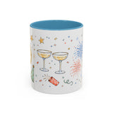 New Year Mug — Midnight Clock Toast Watercolor Celebration Gift — Accent Cup 11oz 15oz — Front view — Photo 9