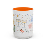 New Year Mug — Midnight Clock Toast Watercolor Celebration Gift — Accent Cup 11oz 15oz — Front view — Photo 13