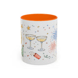 New Year Mug — Midnight Clock Toast Watercolor Celebration Gift — Accent Cup 11oz 15oz — Front view — Photo 11