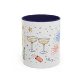 New Year Mug — Midnight Clock Toast Watercolor Celebration Gift — Accent Cup 11oz 15oz — Front view — Photo 2