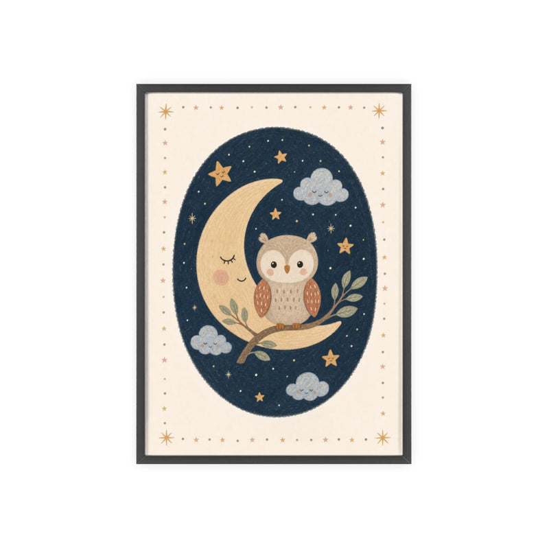 Night Owl Framed Nursery Poster, Storybook Kids Room Wall Art, A4 A3 Size — 6ad8675d9136e3edae0e5ea1_96250_80279_front