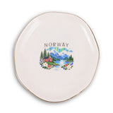 Norway Ceramic Ring Dish, Gold Rim Trinket Tray, Jewelry Holder Gift, Round Wavy Round Heart — Front view — Photo 2