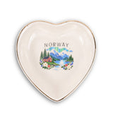 Norway Ceramic Ring Dish, Gold Rim Trinket Tray, Jewelry Holder Gift, Round Wavy Round Heart — Front view — Photo 3