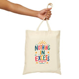 Nothing In Excess Tote Bag — Ancient Wisdom Quote Canvas Bag — Colorful Philosophy Gift — Product view — Photo 11