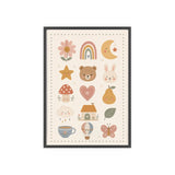 Nursery Icons Framed Nursery Poster, Storybook Kids Room Wall Art, A4 A3 Size — 6ad867532f6ce68f150209eb_96250_80279_front