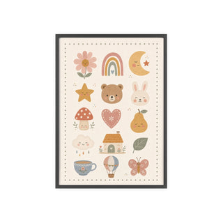 Nursery Icons Framed Nursery Poster, Storybook Kids Room Wall Art, A4 A3 Size — 6ad867532f6ce68f150209eb_96250_80279_front