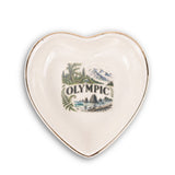 Olympic Ceramic Ring Dish, Gold Rim Trinket Tray, Jewelry Holder Gift, Round Wavy Round Heart — Front view — Photo 3