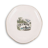 Olympic Ceramic Ring Dish, Gold Rim Trinket Tray, Jewelry Holder Gift, Round Wavy Round Heart — Front view — Photo 2