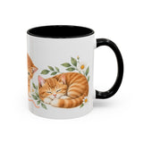 Orange Tabby Mug, Cute Watercolor Cat Coffee Cup, Floral Pet Lover Gift, 11oz 15oz Ceramic Accent Mug — 11oz / Black — right