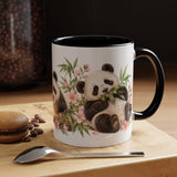 Panda Mug, Peach Blossoms, Cute Watercolor Animal Coffee Cup, Panda Lover Gift, 11oz 15oz Ceramic Accent Mug — 11oz / Black — context-1