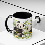 Panda Mug, Wildflower Picnic, Cute Watercolor Animal Coffee Cup, Panda Lover Gift, 11oz 15oz Ceramic Accent Mug — 11oz / Black — context-2