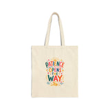 Patience Opens The Way Tote Bag — Ancient Wisdom Quote Canvas Bag — Colorful Philosophy Gift — Front view — Photo 1