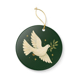 Peaceful Christmas Dove Ceramic Ornament, Double Sided Round Christmas Decoration, Holiday Keepsake Gift — Product view — Photo 5